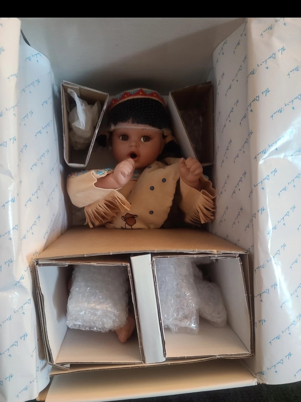 Vintage Baby Doll in Native-Inspired Outfit - Blonde Hair, Brown Eyes